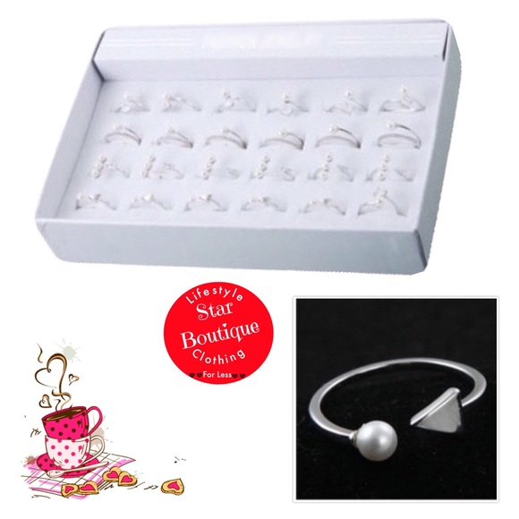 Adjustable Arrow & Faux Peal Fashion Ring - Picture 2 of 2